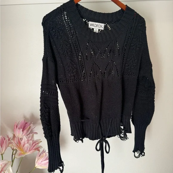 Pull Wildfox Col V Noir Avec Chien - Taille S - Neuf Avec Étiquettes